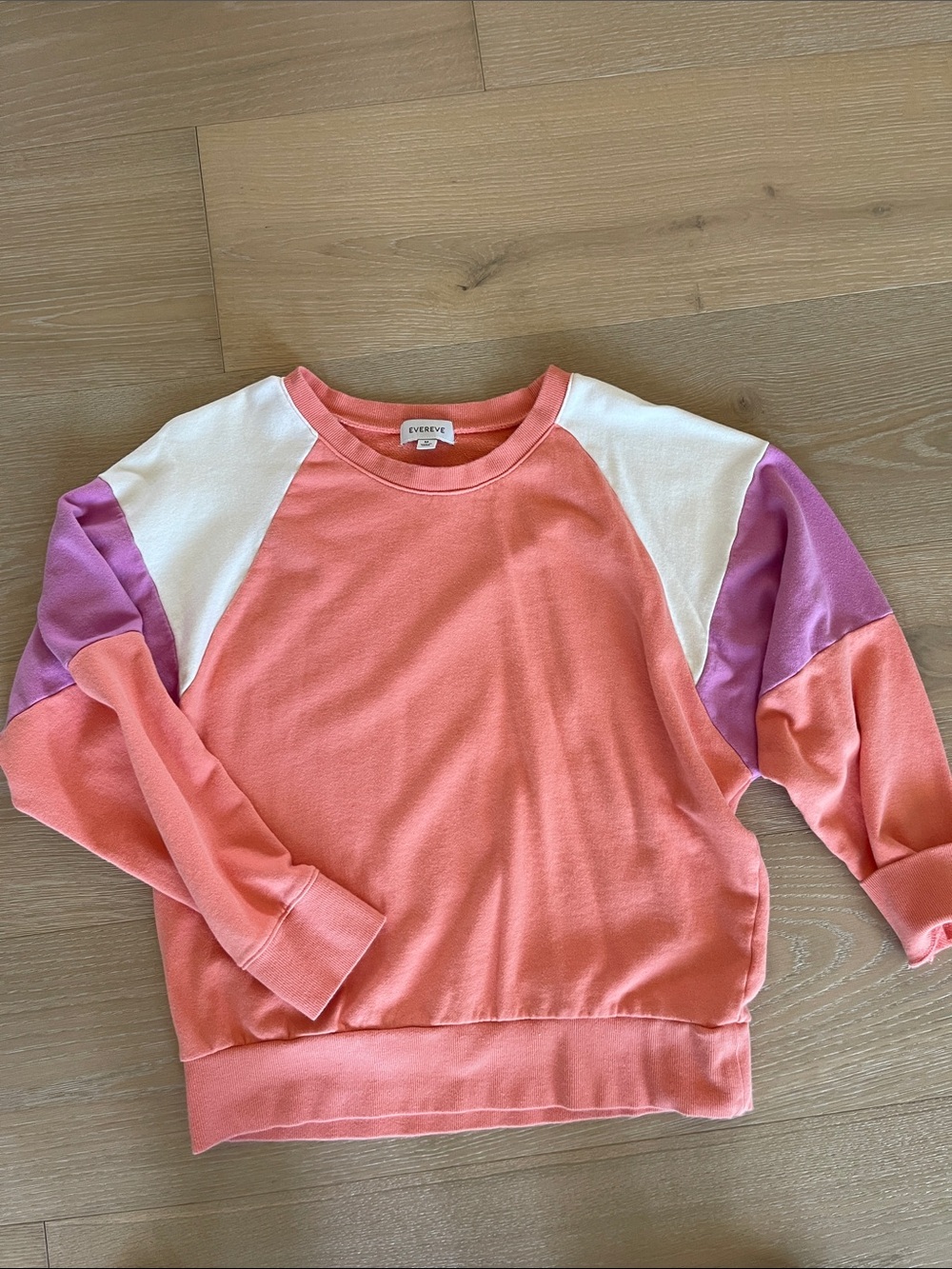 Evereve Colorblock Sweatshirt in Coral, Lavender & Cream